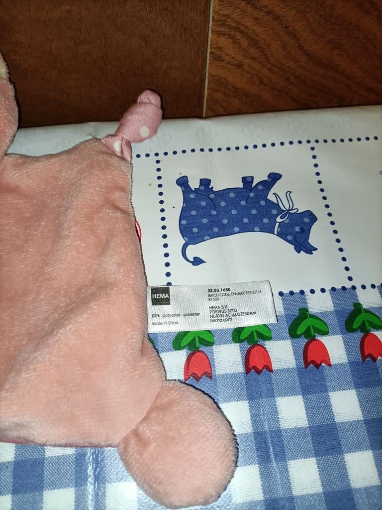 Hema roze poes knuffeldoekje met stippen, Ophalen of Verzenden, Zo goed als nieuw
