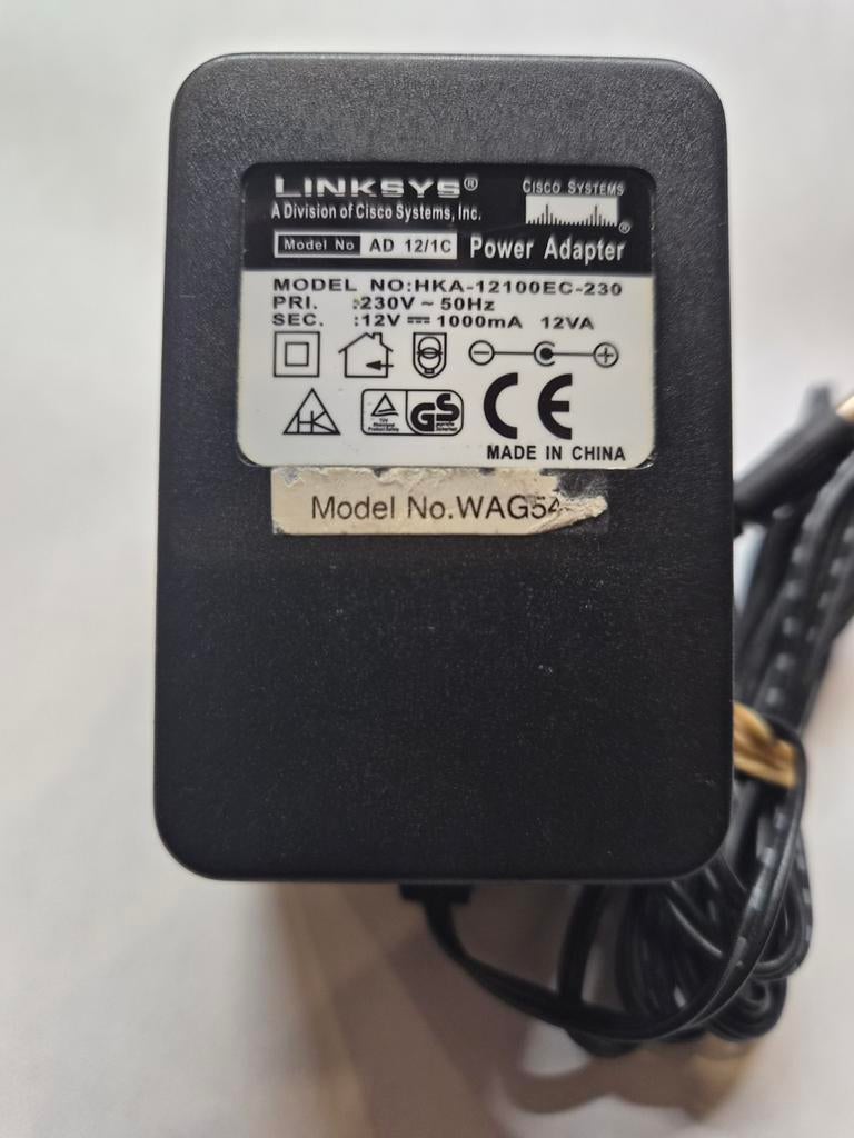 Linksys Power Adapter AD 12/1C HKA-12100EC-230 WAG54G 12V 1A, Ophalen of Verzenden, Gebruikt, Linksys