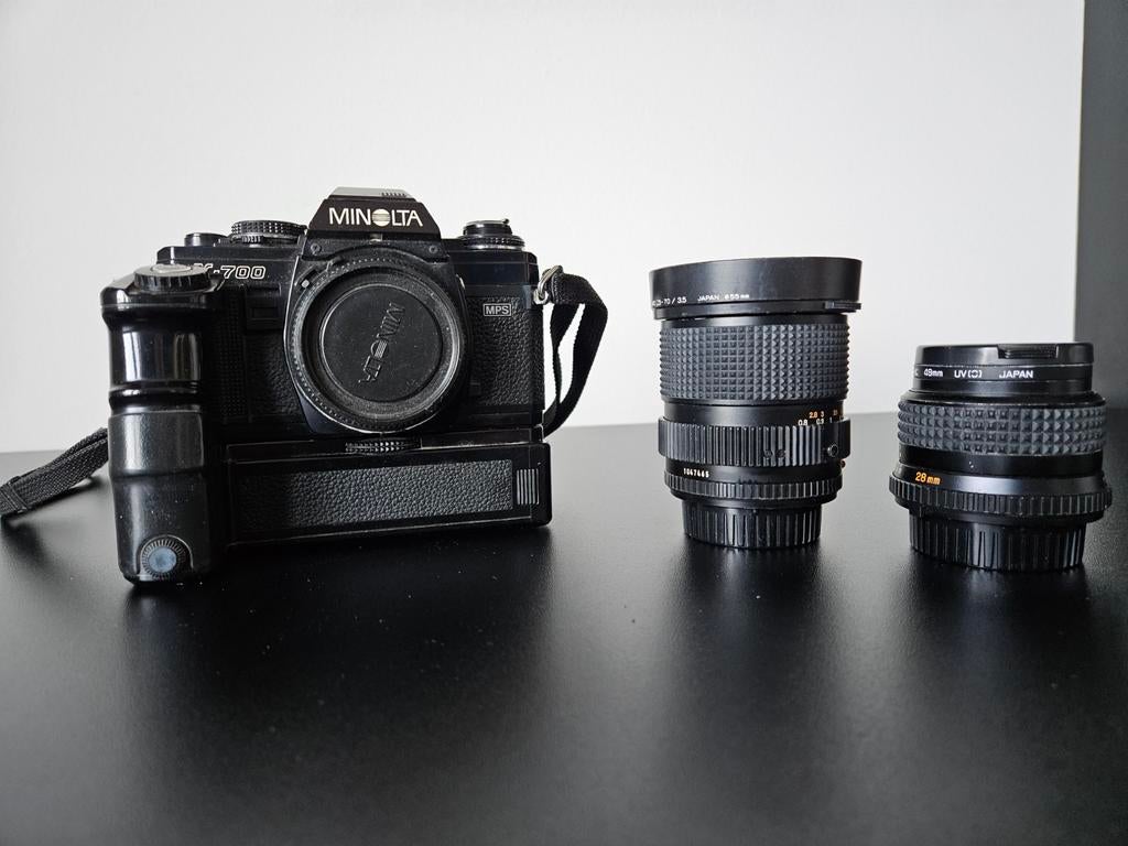 Analoge Minolta X-700 +power drive met Minolta lenzen, Ophalen of Verzenden, Gebruikt, Spiegelreflex, Minolta