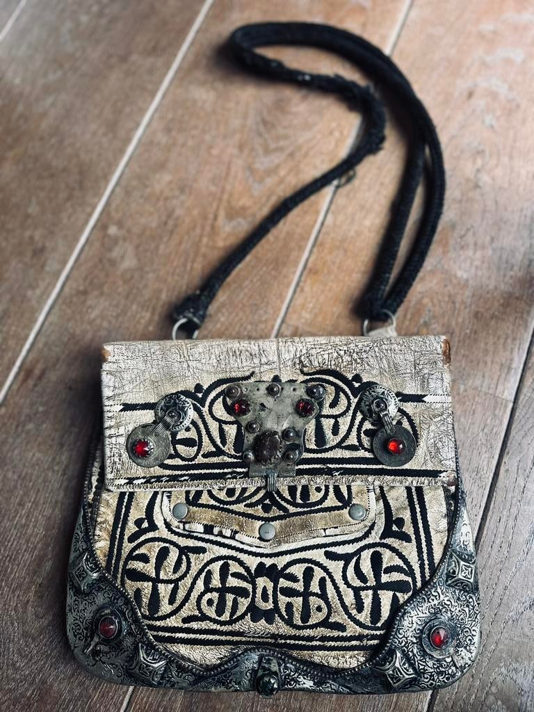 VINTAGE ANTIEKE “MARRAKECH” lederen tas, Ophalen of Verzenden, Zo goed als nieuw, Bruin