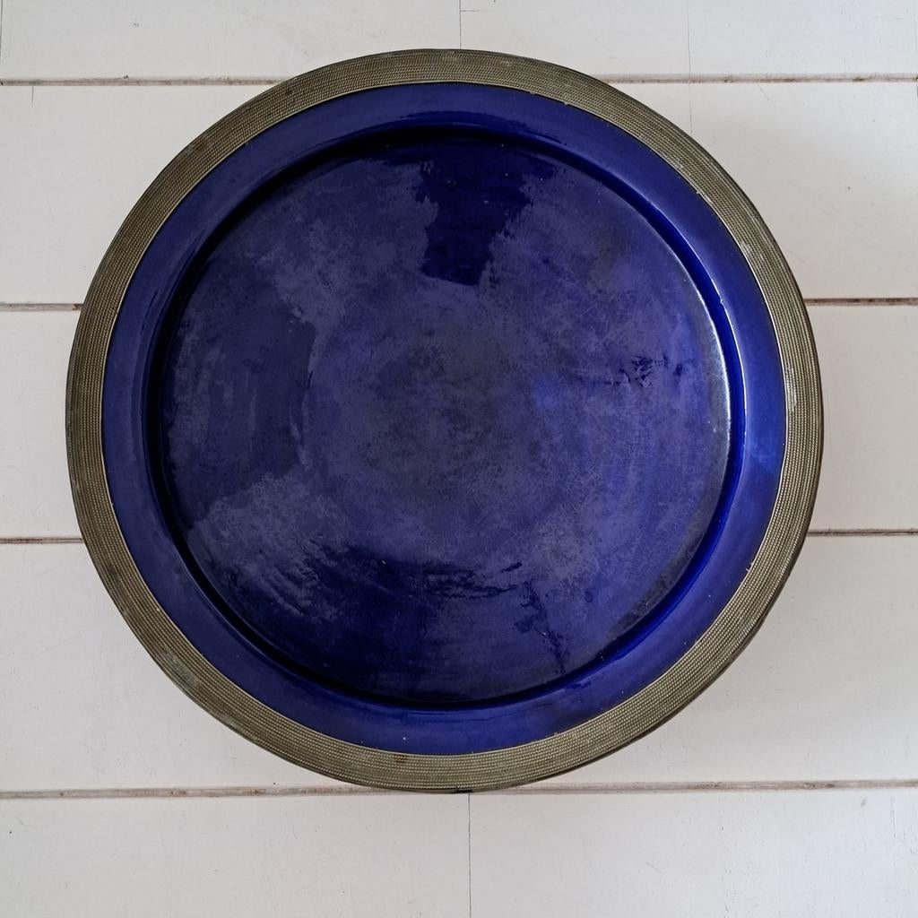 Prachtige blauwe Marokkaanse schaal., Huis en Inrichting, Ophalen, Zo goed als nieuw, Rond, Steen of Aardewerk