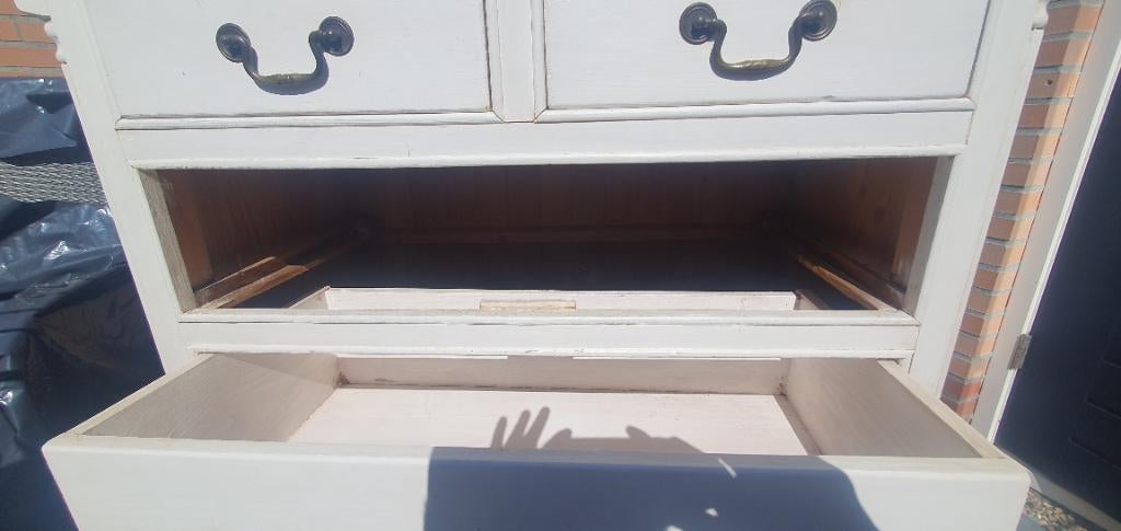 White washed grenen hout ladenkastje HxBxD 94x112x47 cm, Ophalen, Gebruikt