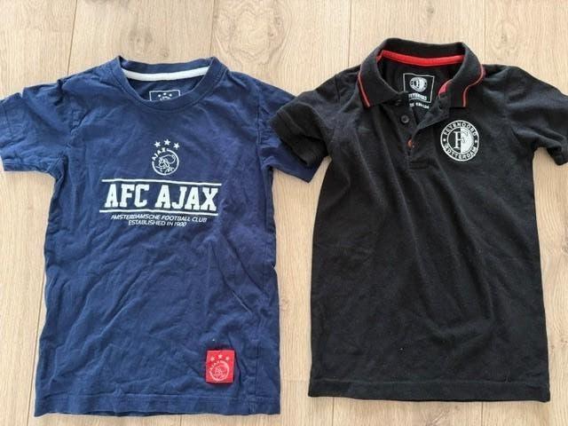 Voetbalshirt mt 128-134:  Ajax en Feyenoord, Gebruikt, Jongen of Meisje, Sport- of Zwemkleding, Ophalen of Verzenden