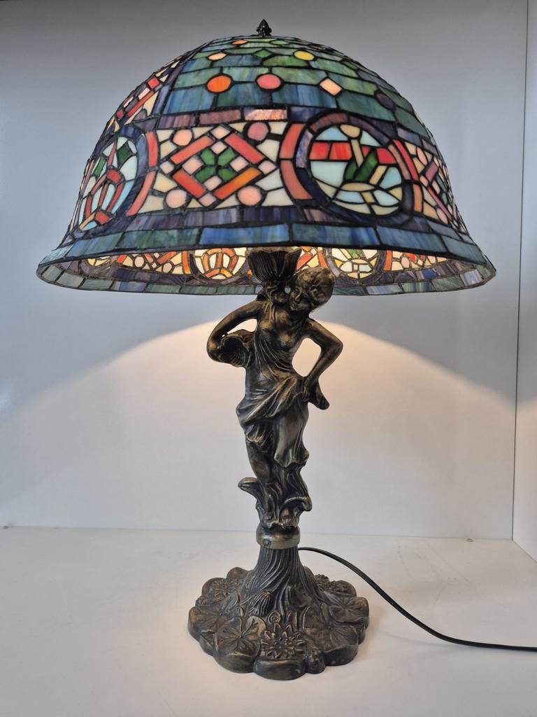 Grote Tiffany lamp 68 cm hoog in prachtige staat, Antiek en Kunst, Antiek | Lampen, Ophalen of Verzenden