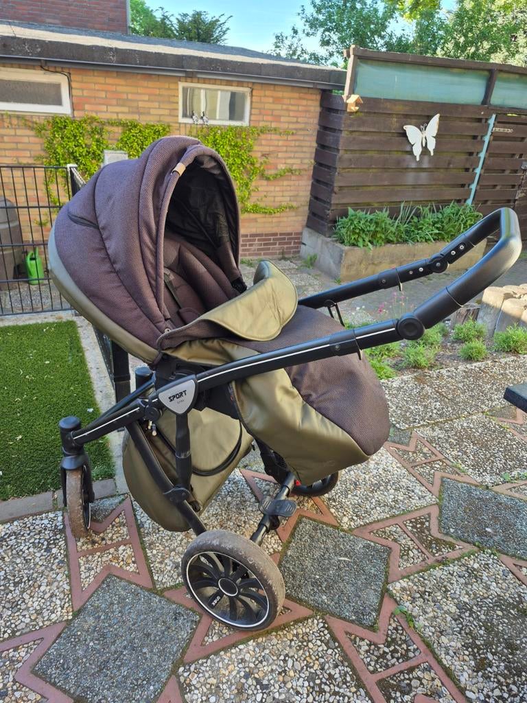 Anex 3-in-1 kinderwagen donkergroen, Gebruikt, Combiwagen, Verstelbare duwstang, Ophalen