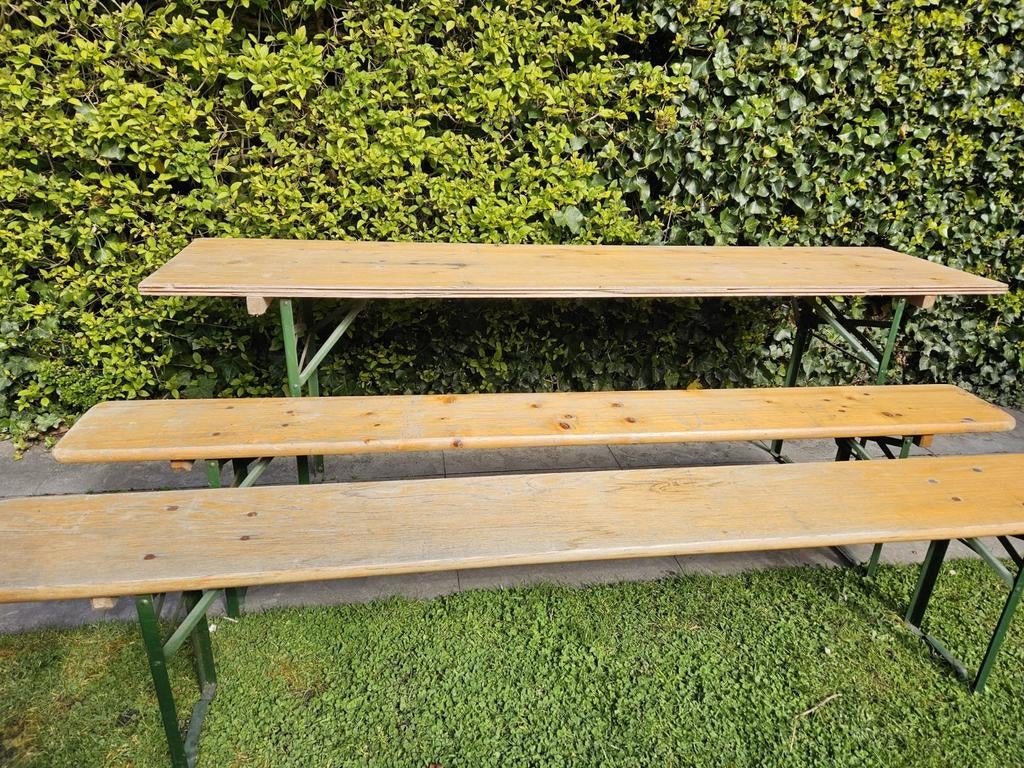 Biertafel met twee banken, Ophalen, Gebruikt, Inklapbaar, Rechthoekig