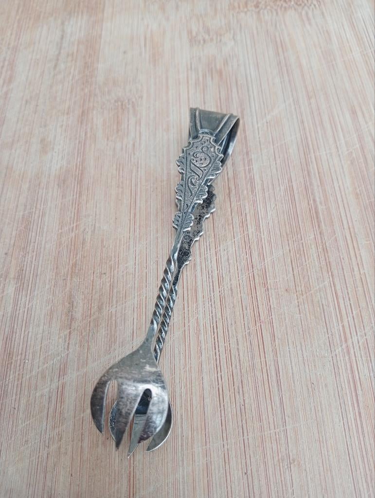 Antieke verzilverde mooi bewerkte suikertang, Ophalen of Verzenden