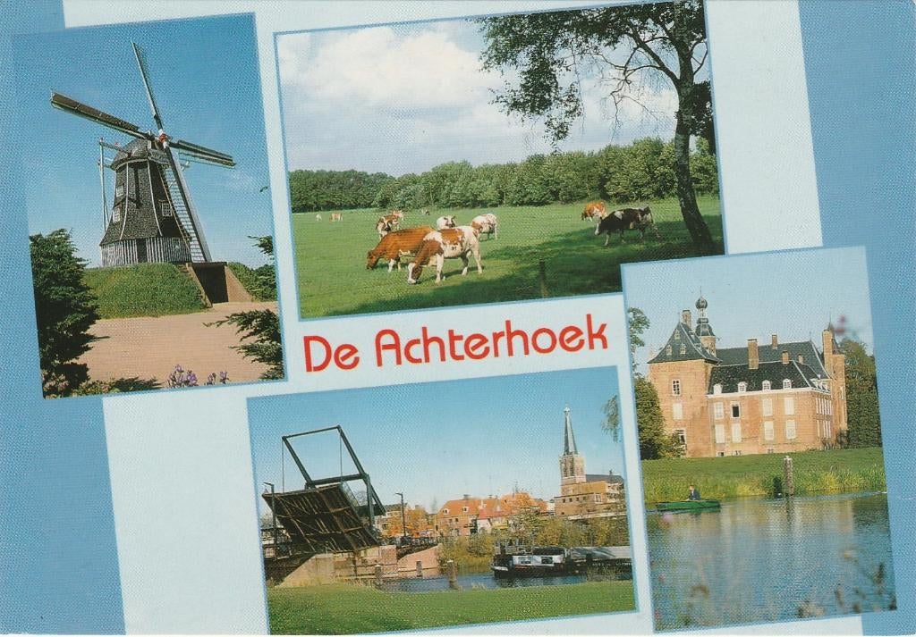 ACHTERHOEK Molen Koeien Brug Kasteel, Verzenden, 1980 tot heden, Gelopen, Gelderland