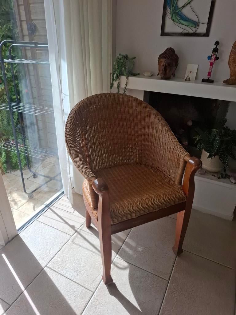Mooie rieten stoel!, Huis en Inrichting, Fauteuils, Ophalen, Gebruikt, Minder dan 75 cm, 50 tot 75 cm