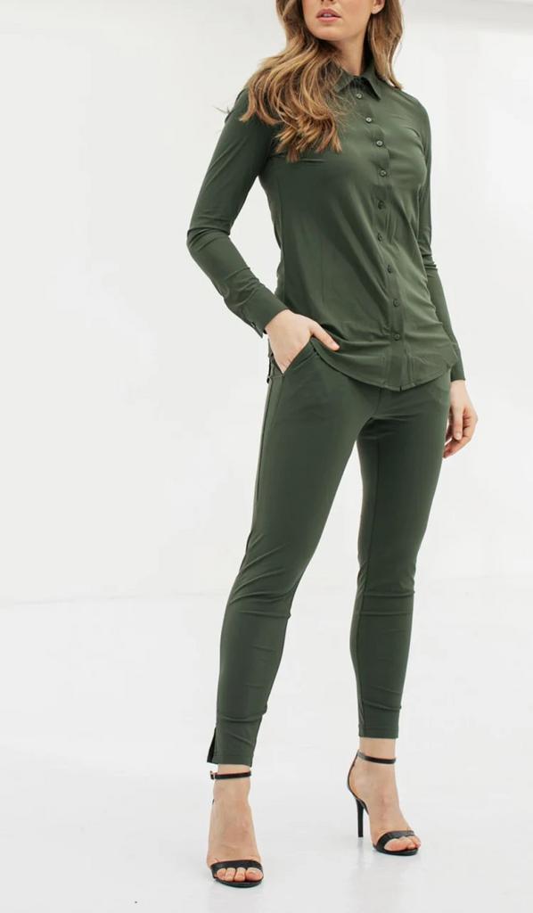 Studio anneloes startup broek XXL army green travelstof, Maat 46/48 (XL) of groter, Ophalen of Verzenden, Zo goed als nieuw