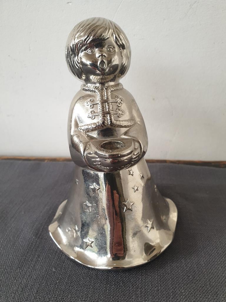 Vintage BMF zilverkleurige kandelaar engel., Ophalen of Verzenden, Zo goed als nieuw, Metaal, Minder dan 25 cm