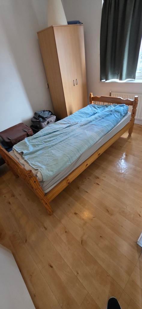 Houten eenpersoonsbed, Ophalen, Eenpersoons, 210 cm, Hout