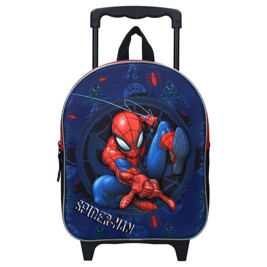 Spiderman 3D Trolley Rugzak - Marvel Reiskoffer en Rugtas, Wieltjes, 20 tot 30 cm, Blauw, Minder dan 40 cm