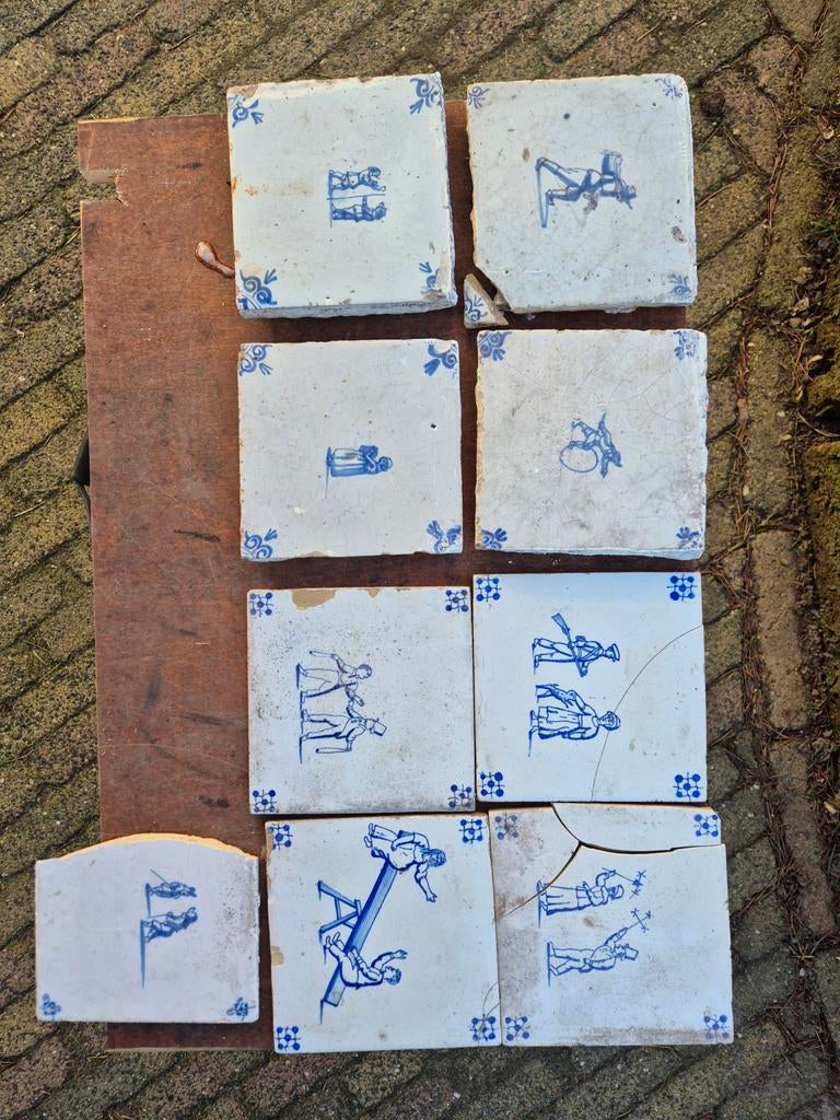 Antieke wandtegels Delfts blauw, Antiek en Kunst, Ophalen of Verzenden