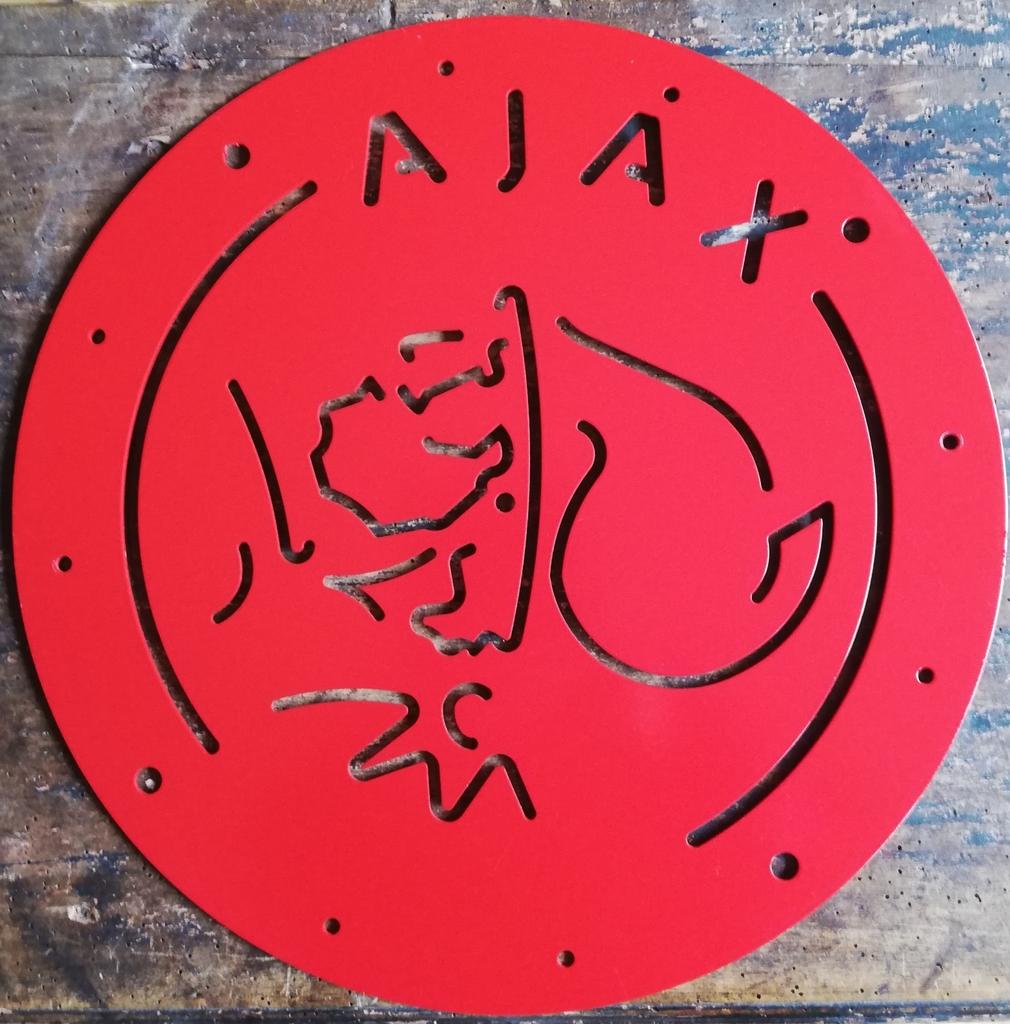 AJAX LOGO. RVS. Wanddecoratie/mal. 40 cm., Ophalen, Zo goed als nieuw, Ajax, Overige typen