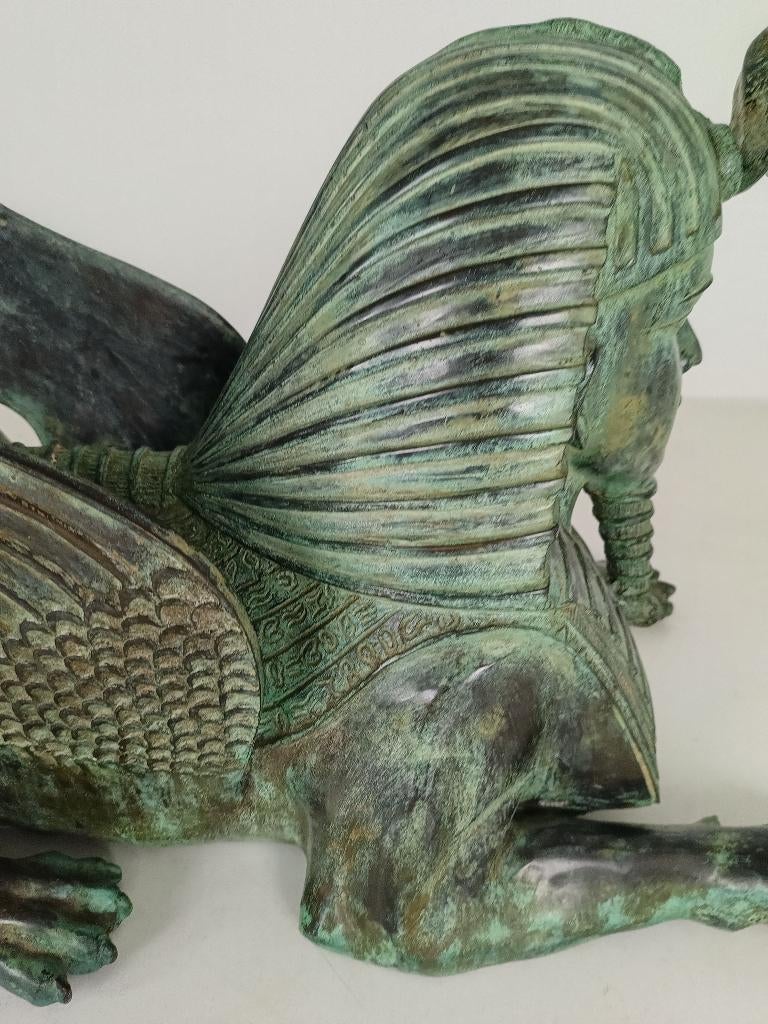 Bronzen Sfinx Tafel met Glazen Bovenblad, Ophalen of Verzenden