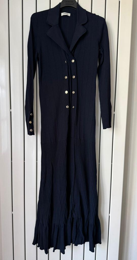 SANDRO - Marine Blauw met gouden knopen Jurk - 40 | M, Ophalen of Verzenden, Zo goed als nieuw, Maat 38/40 (M), Blauw