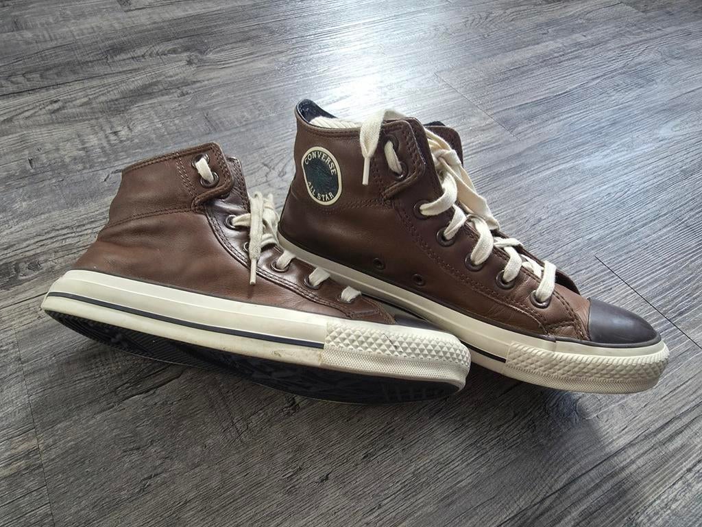 Converse All Star Bruine Leren High-Top Sneakers, Bruin, Converse, Ophalen of Verzenden, Sneakers of Gympen