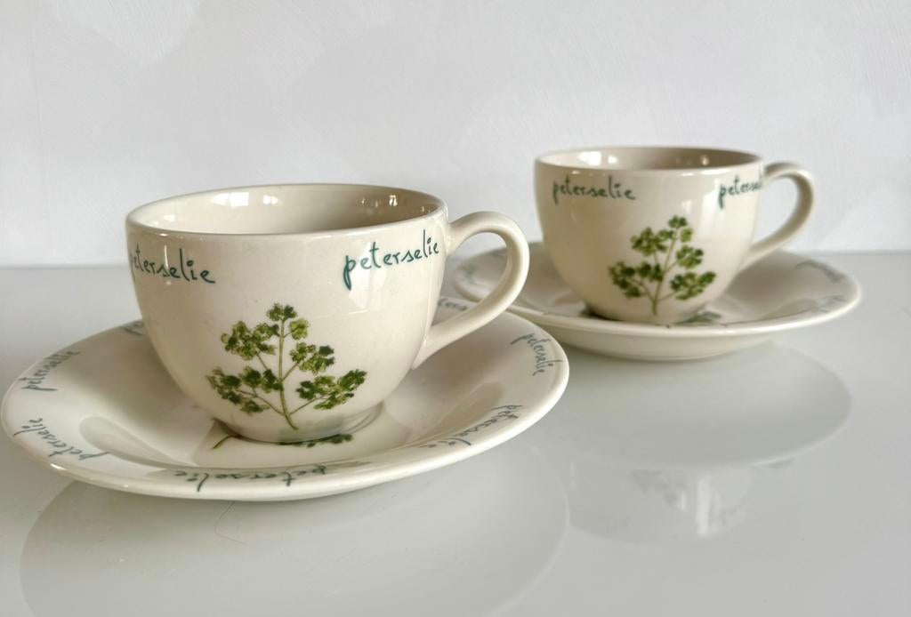 2 vintage kop en schotels van het merk Royal Orchid, Ophalen of Verzenden, Zo goed als nieuw, Overige stijlen, Kop(pen) en/of Schotel(s)