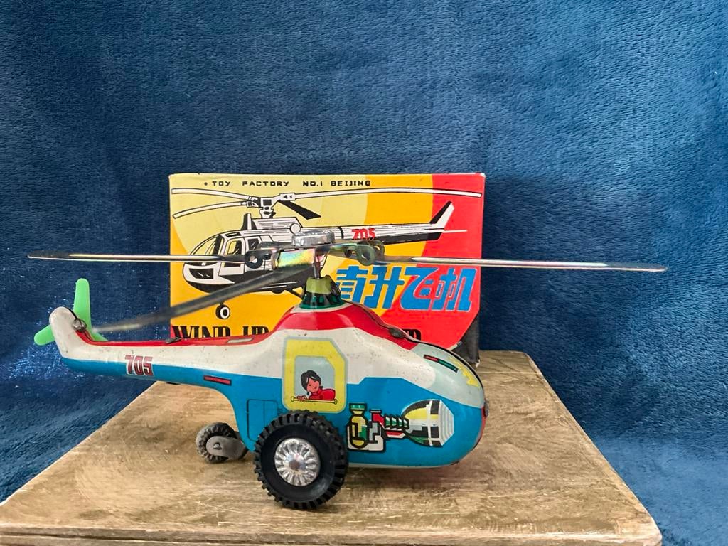 Prachtige antieke helikopter, vervaardigd uit blik, Ophalen of Verzenden