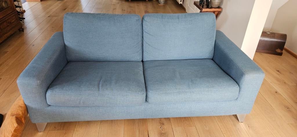 2 en 3 zits bank blauw stof/leder, Ophalen, 75 tot 100 cm, 200 tot 250 cm