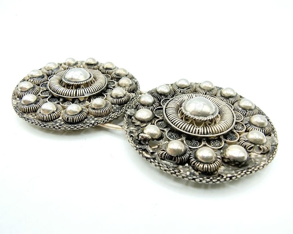 Zilveren ceintuurgesp, Zeeuwse klederdracht, 19e eeuws, Ophalen of Verzenden, Zilver, Overige typen