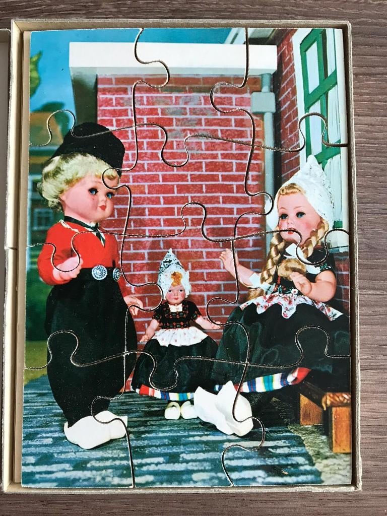 Vintage Jigsaw Puzzel Hout Pop 14,5 cm, Ophalen of Verzenden, Gebruikt
