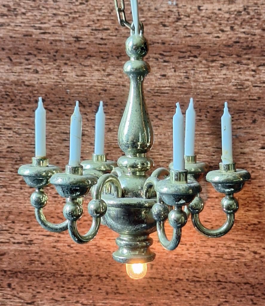 Bodo Hennig kroonluchter met 6 kaarsjes voor het poppenhuis, Ophalen of Verzenden, Gebruikt, Poppenhuis