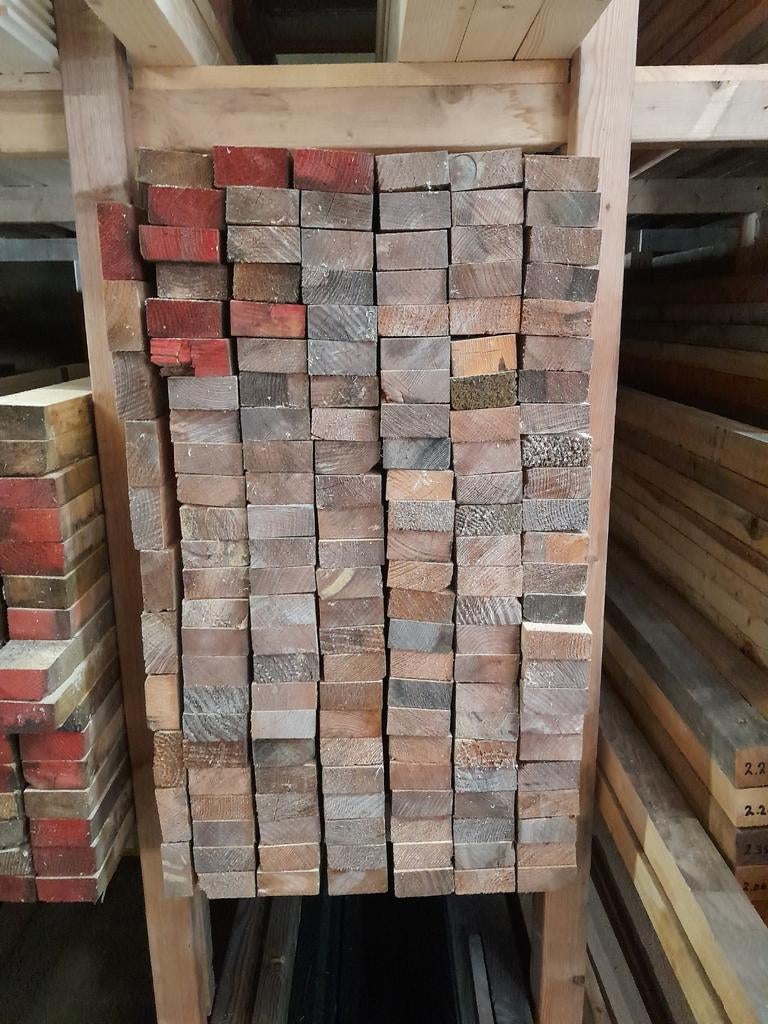 Diverse partijen gebruikte vuren balkjes, Doe-het-zelf en Verbouw, Hout en Planken, Ophalen of Verzenden, 200 tot 250 cm, 50 mm of meer