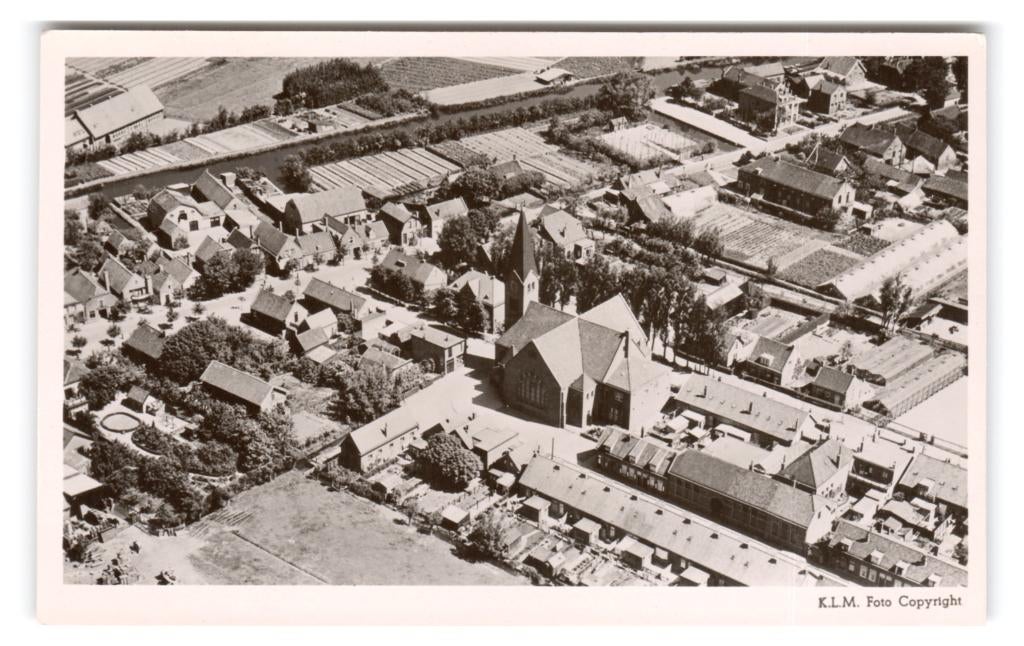 De Lier, K.L.M.-Luchtfoto, Ophalen of Verzenden, 1940 tot 1960, Ongelopen, Zuid-Holland
