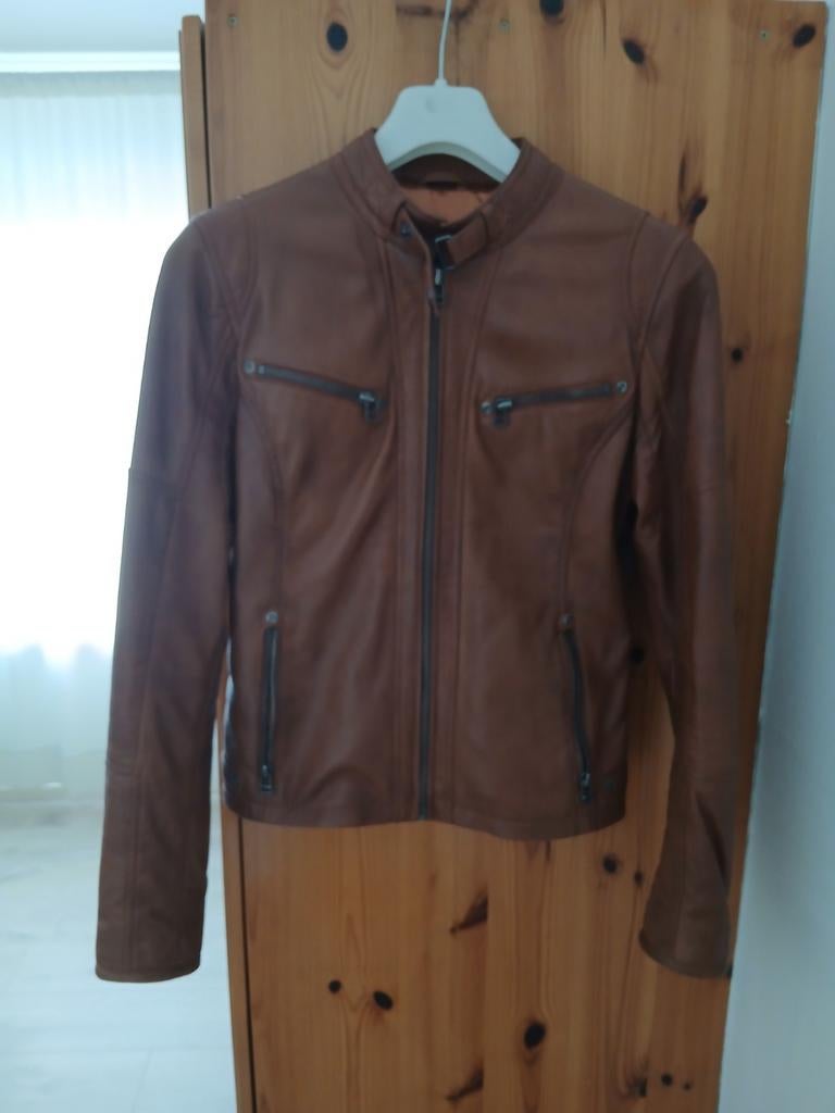 Lederen Dames jas, Kleding | Dames, Jassen | Zomer, Ophalen of Verzenden, Zo goed als nieuw, Maat 38/40 (M), Bruin