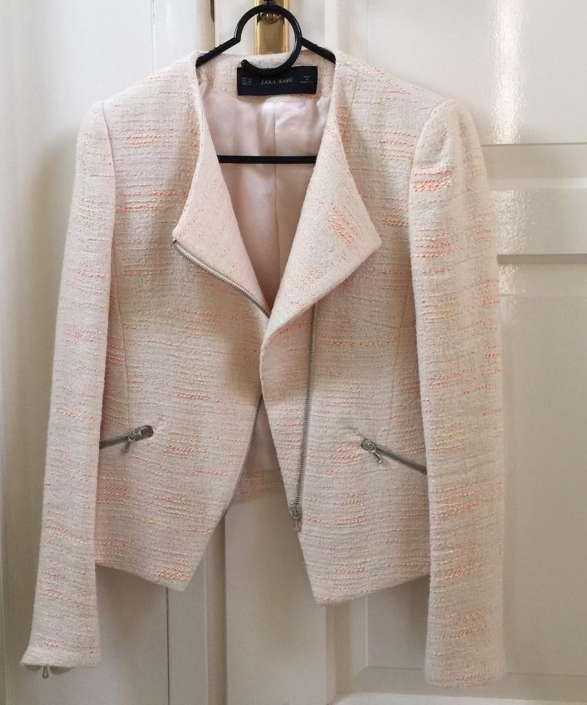 Zara wit creme boucle tweed jasje met neon accenten maat XS, Kleding | Dames, Ophalen of Verzenden, Zo goed als nieuw, Jasje, Maat 34 (XS) of kleiner
