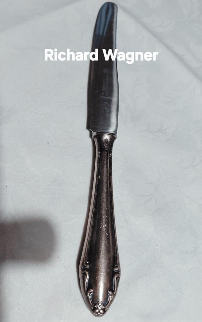 E. Richard Wagner Solingen grote verzilverde bewerkte mes, Antiek en Kunst, Ophalen of Verzenden