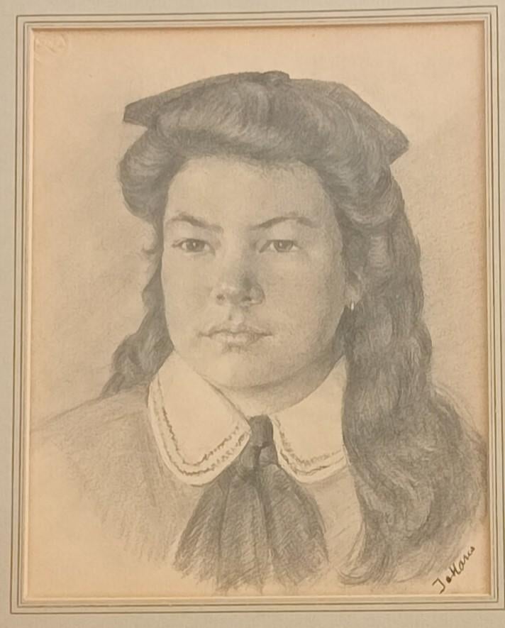 Houtskool portret jonge vrouw gesigneerd J.Maris, Ophalen of Verzenden