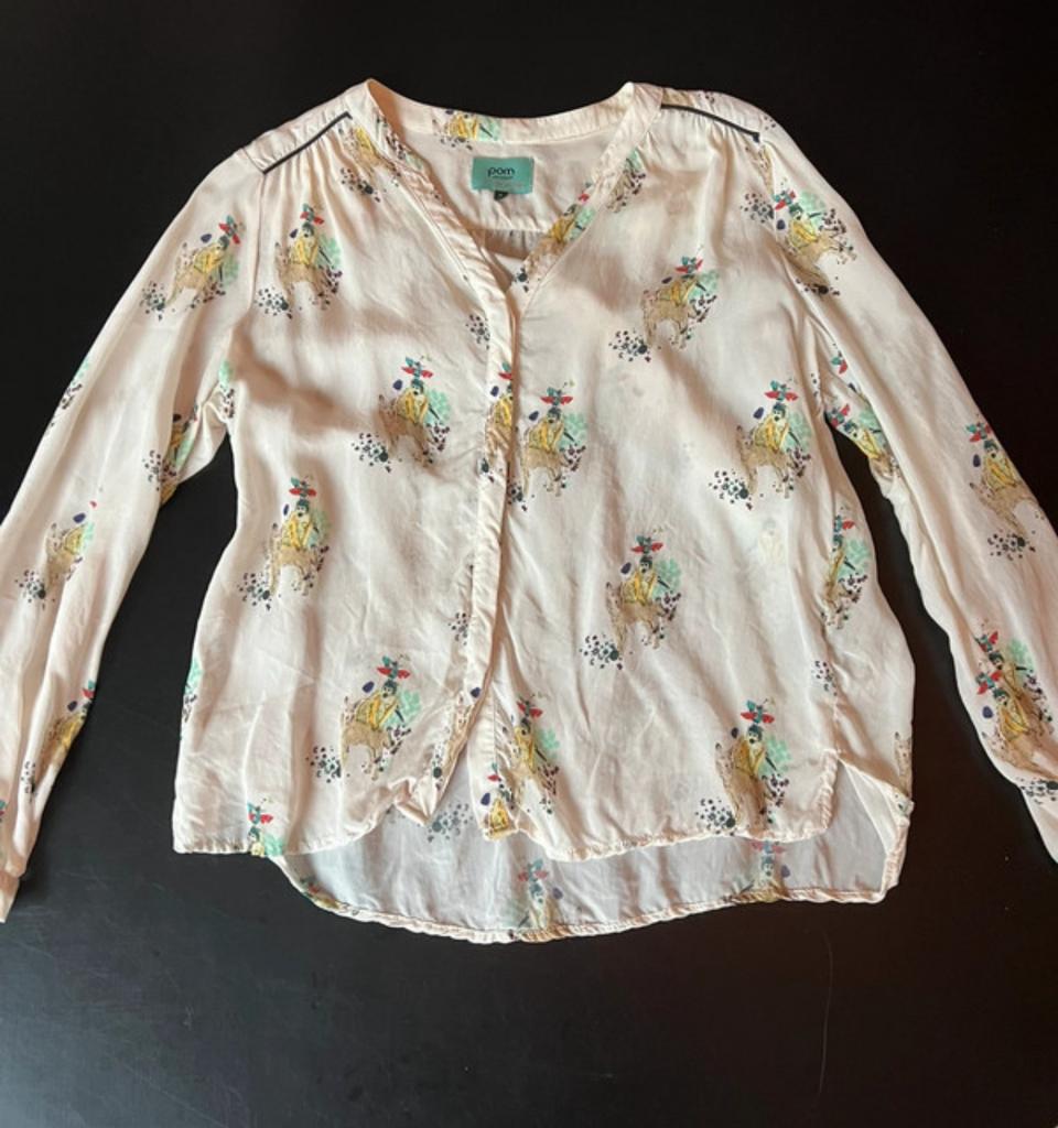 Wit shirt met print - Maat M, Ophalen of Verzenden, Zo goed als nieuw, Maat 38/40 (M), Wit