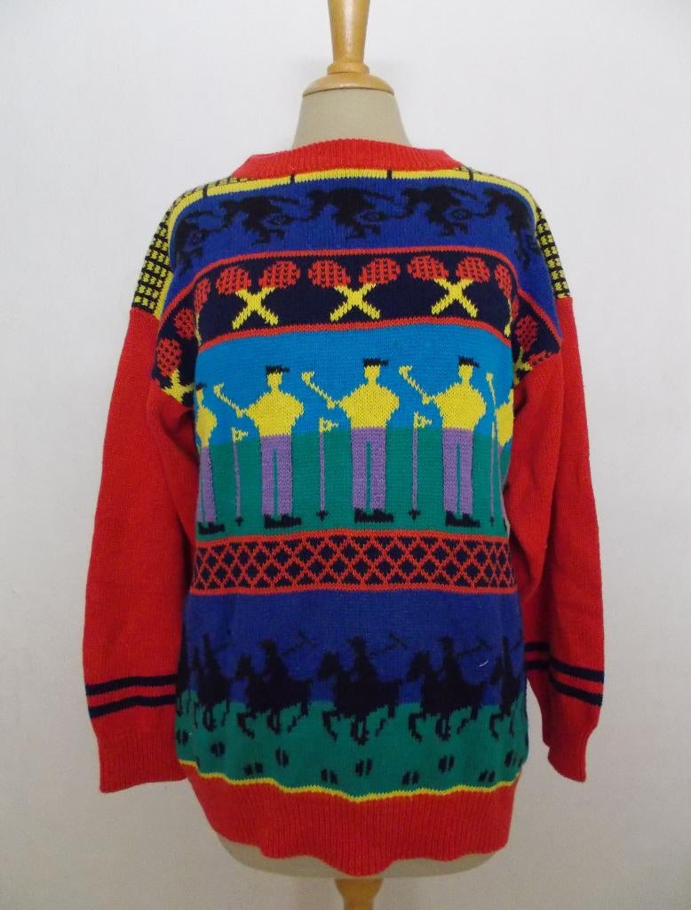 Grappige knitwear Rue Britannia trui London/New York! L, Verzenden, Gedragen, Maat 42/44 (L), Blauw