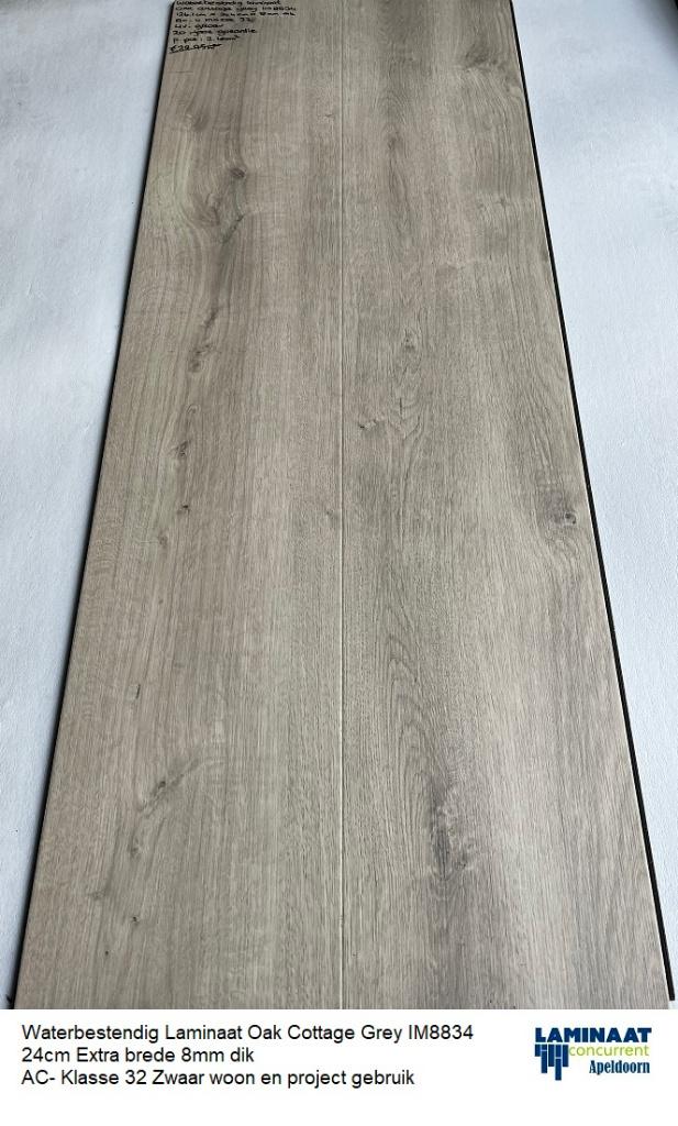 Waterbestendig Laminaat Oak Cottage Grey 8834 24cm breed, 75 m² of meer, Laminaat vloer waterbestendig licht kleur, Nieuw, Ophalen of Verzenden