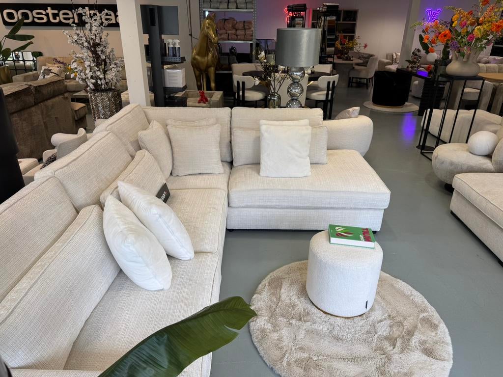 Luxe Velvet Teddy Hoekbank Pocket 310x250cm Wit Beige - NEW, Info@oosterbaanwonen.nl, Venus 31 8448CE Heerenveen, Hoekbank, Oosterbaan Wonen