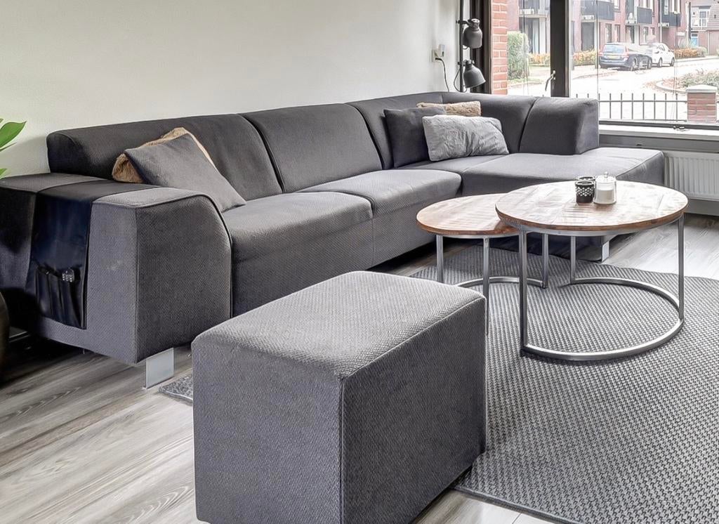 Grijze hoekbank met comfortabele zit, Ophalen, Hoekbank, 75 tot 100 cm, Zo goed als nieuw