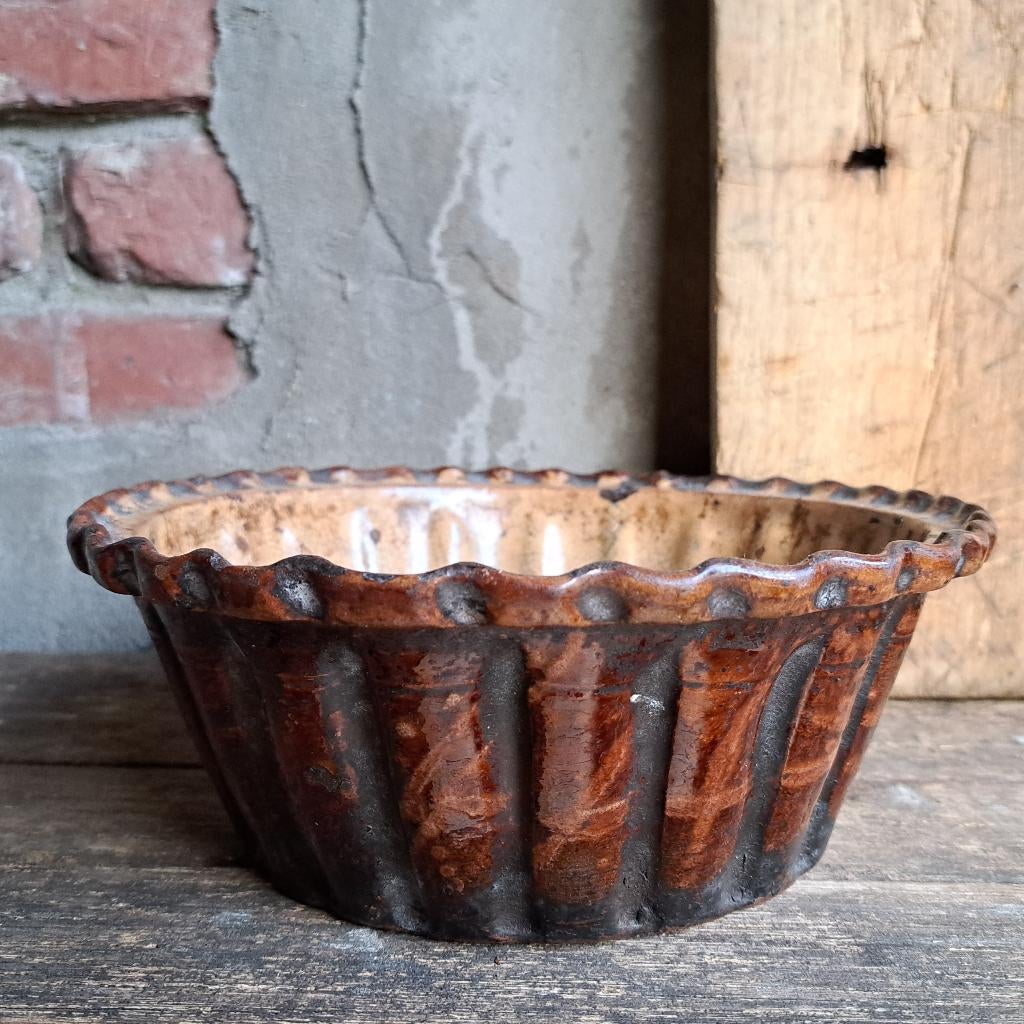 Oude brocante aardewerk bakvorm puddingvorm vorm *Etage3*, Gebruikt, ., Ophalen of Verzenden, .