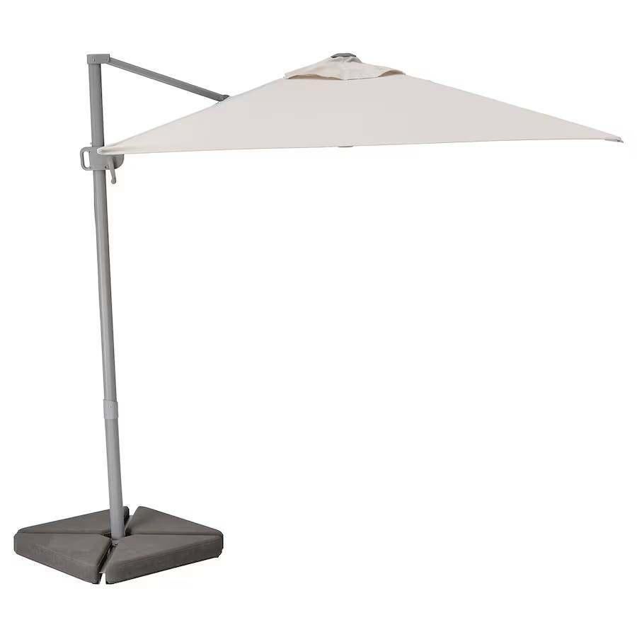 SVALÖN zweefparasol 300 x 200 cm beige – inclusief platen, Tuin en Terras, Parasols, Ophalen, Verstelbaar, 2 tot 3 meter, Zweefparasol