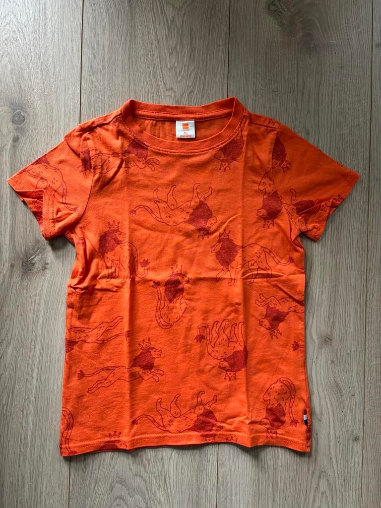Hema Koningsdag T-shirt Oranje maat 122-128, Ophalen of Verzenden, Gebruikt, Jongen of Meisje