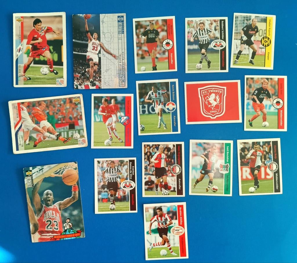 Partij sportkaarten NBA & voetbal (Jordan, Bergkamp, Eredivi, Ophalen of Verzenden, Gebruikt