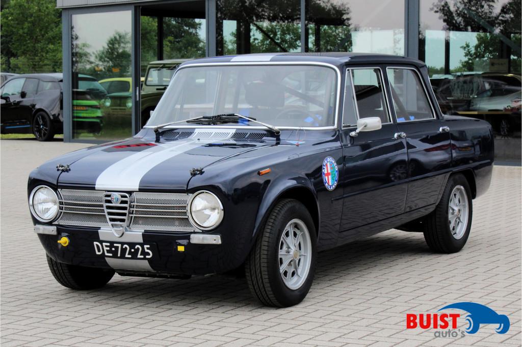 Alfa Romeo Giulia 1300 Ti PERFECT VOOR KLASSIEKE RALLY'S, Auto's, Oldtimers, Zwart, Bedrijf, Handgeschakeld, 2 stoelen
