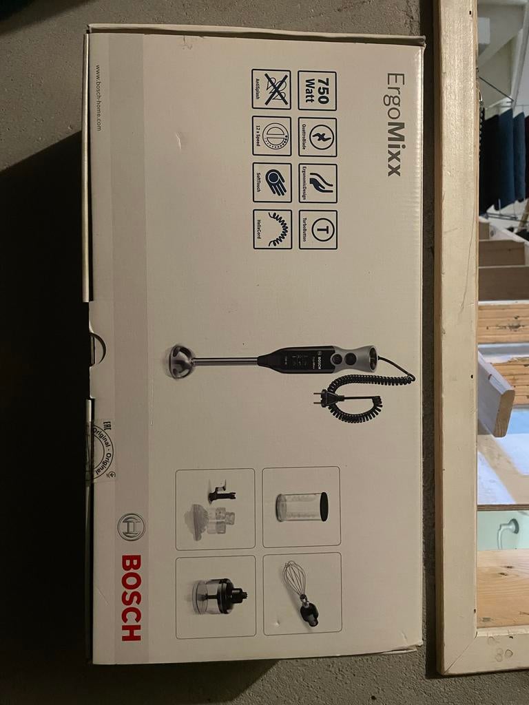 Bosch ErgoMixx staafmixer 750 Watt, Minder dan 1 liter, Ophalen, Zo goed als nieuw, 3 snelheden of meer