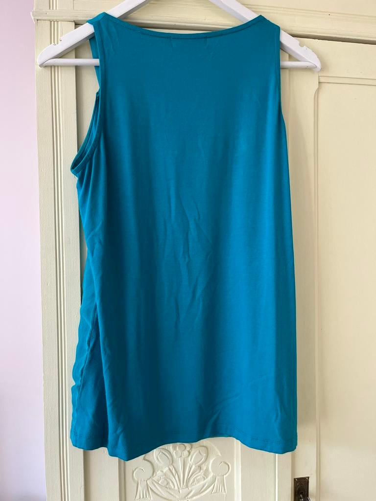 Villa Joy Topje XL - Viscose/Elastaan met Crêpe Voorkant, Kleding | Dames, Tops, Gedragen, Maat 46/48 (XL) of groter, Blauw, Zonder mouw