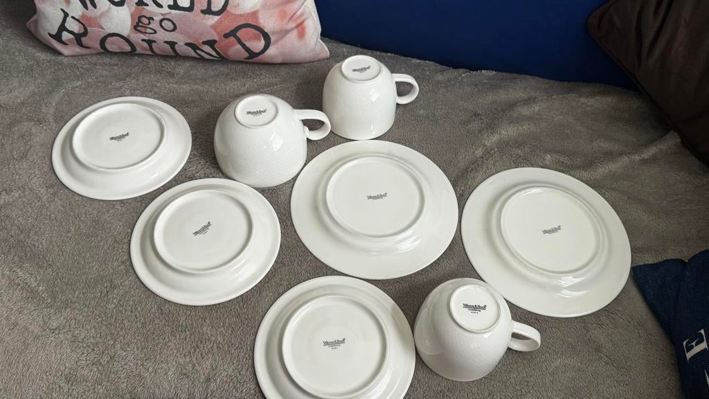 Villeroy & Boch Luxembourg ontbijtset porselein, Gebruikt, Ophalen of Verzenden, Effen, Kop(pen) en/of Schotel(s)