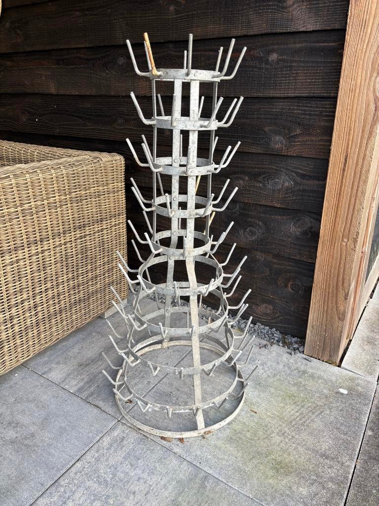 Brocante flessenrek / droogrek voor flessen, Antiek en Kunst, Ophalen