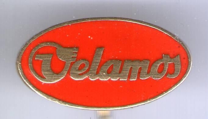 VELAMOS rood email koperkleurig rijwielen speldje ( G_193a ), Verzenden, Zo goed als nieuw, Transport, Speldje of Pin