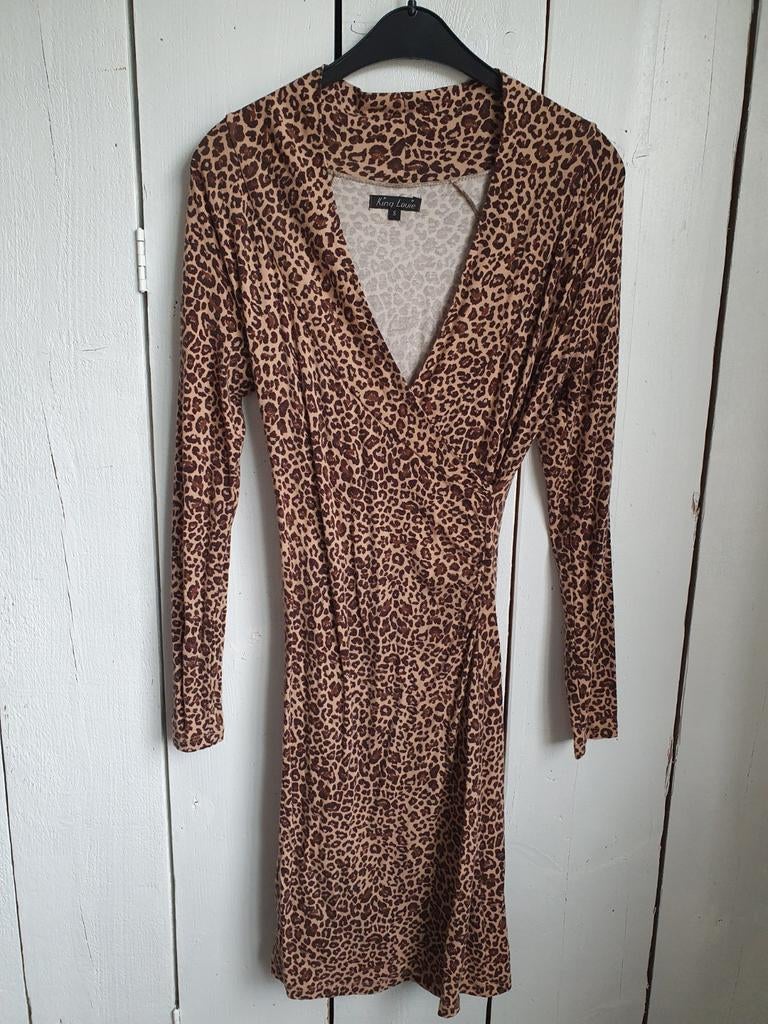 Mooie luipaardprint jurk van King Louie, maat S., Kleding | Dames, Jurken, Bruin, Ophalen of Verzenden, Zo goed als nieuw, Knielengte